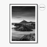 Mount Bromo Black and White Fine Art Photo Print, East Java Volcano Poster