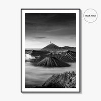 Mount Bromo Black and White Fine Art Photo Print, East Java Volcano Poster