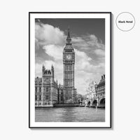 London Black and White Fine Art Photo Print, Big Ben Parliament UK Poster