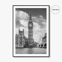 London Black and White Fine Art Photo Print, Big Ben Parliament UK Poster