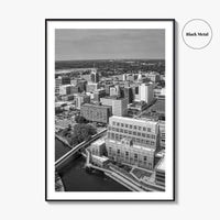 Lansing Skyline Black and White Fine Art Photo Print, Michigan Poster, USA