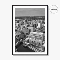 Lansing Skyline Black and White Fine Art Photo Print, Michigan Poster, USA