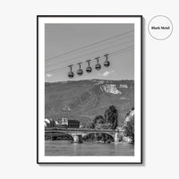 Grenoble Black and White Fine Art Photo Print, Bastille, Isere River Poster