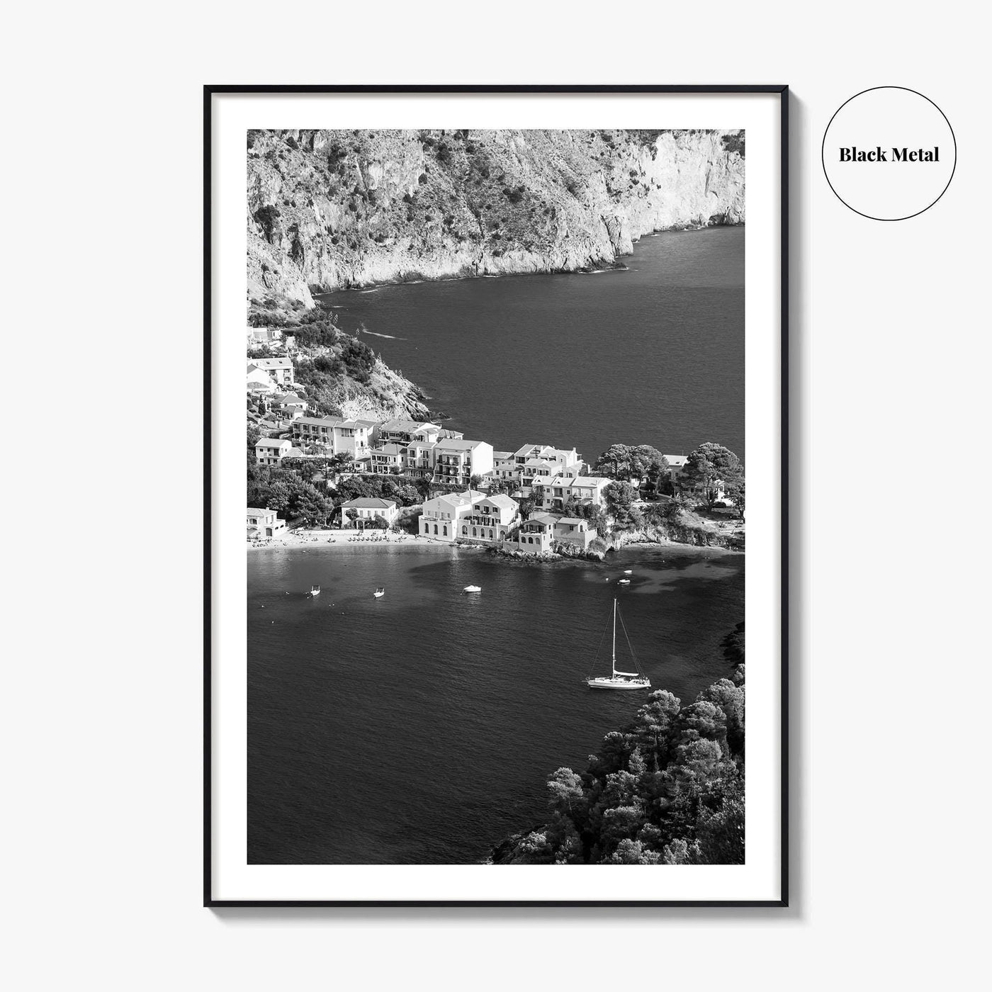 Cephalonia Black and White Fine Art Photo Print, Assos Village Kefalonia Greece Poster