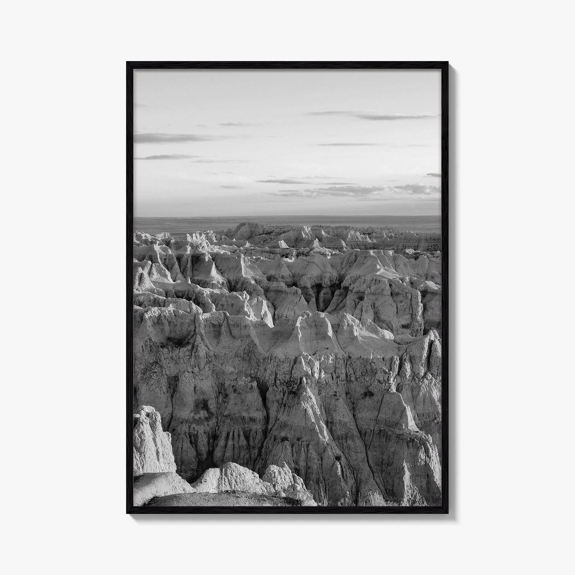 Badlands National Park Black and White Fine Art Photo Print, South Dakota Landscape Poster