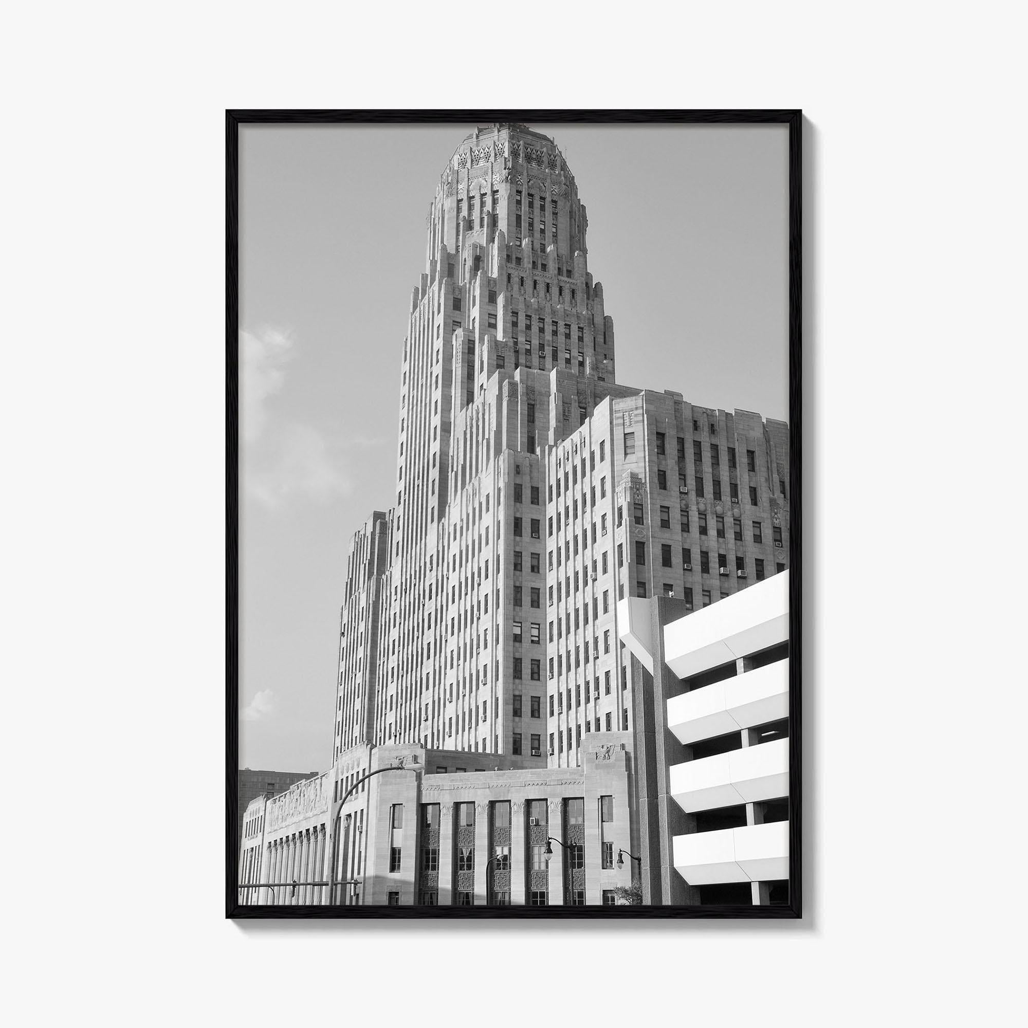 Buffalo Black and White Fine Art Photo Print, City Hall Deco Poster