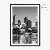 Melbourne Skyline Black and White Fine Art Photo Print, Southbank, Victoria Australia Wall Poster