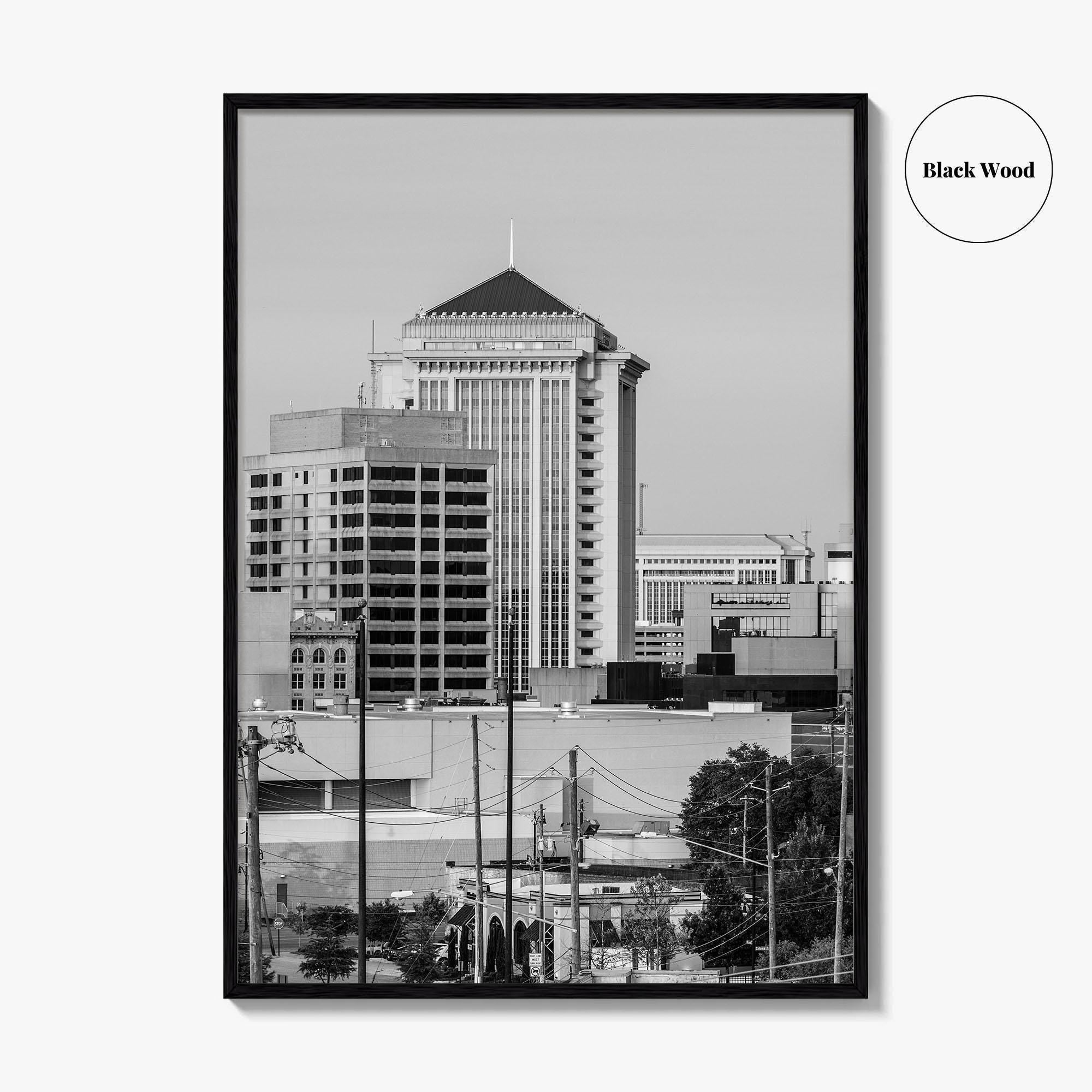 Montgomery Skyline Black and White Fine Art Photo Print, Downtown, Alabama USA Poster