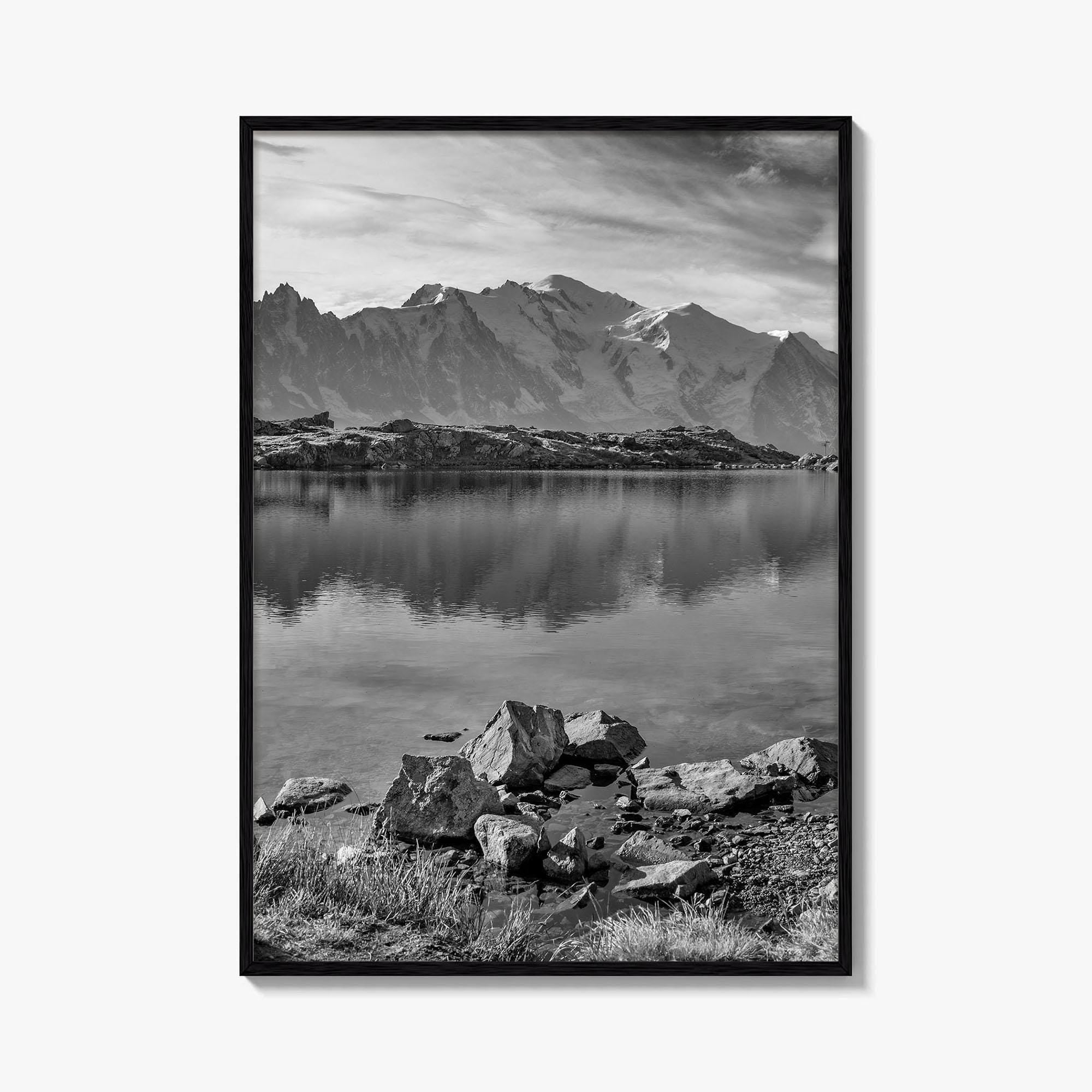 Chamonix Black and White Fine Art Photo Print, Mont Blanc French Alps Poster
