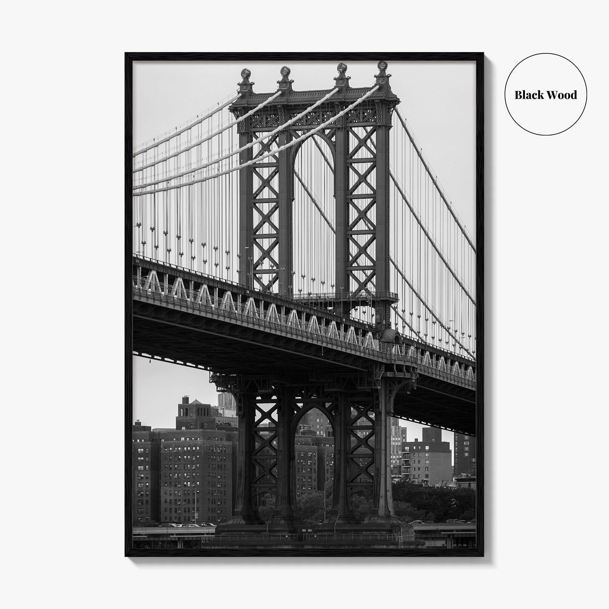Manhattan Bridge Black and White Fine Art Photo Print, Brooklyn NYC DUMBO Poster