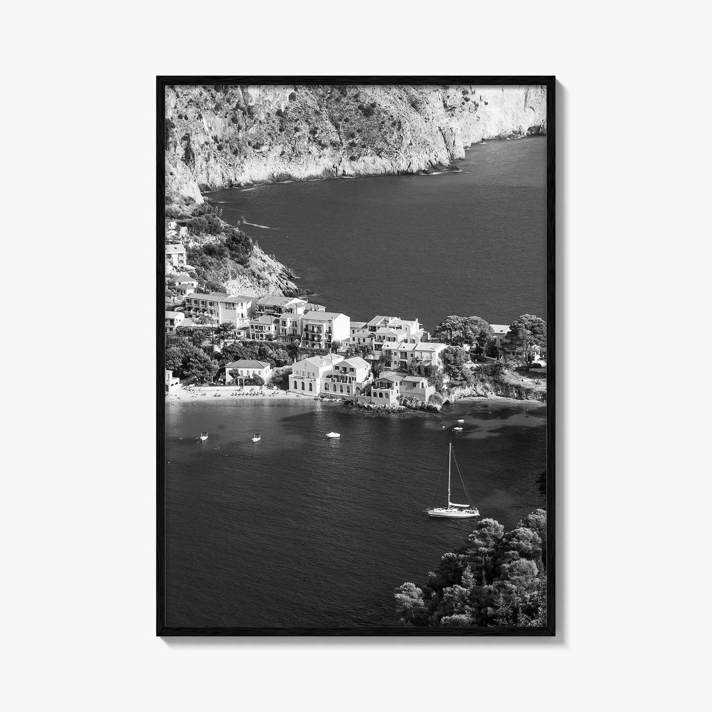 Cephalonia Black and White Fine Art Photo Print, Assos Village Kefalonia Greece Poster