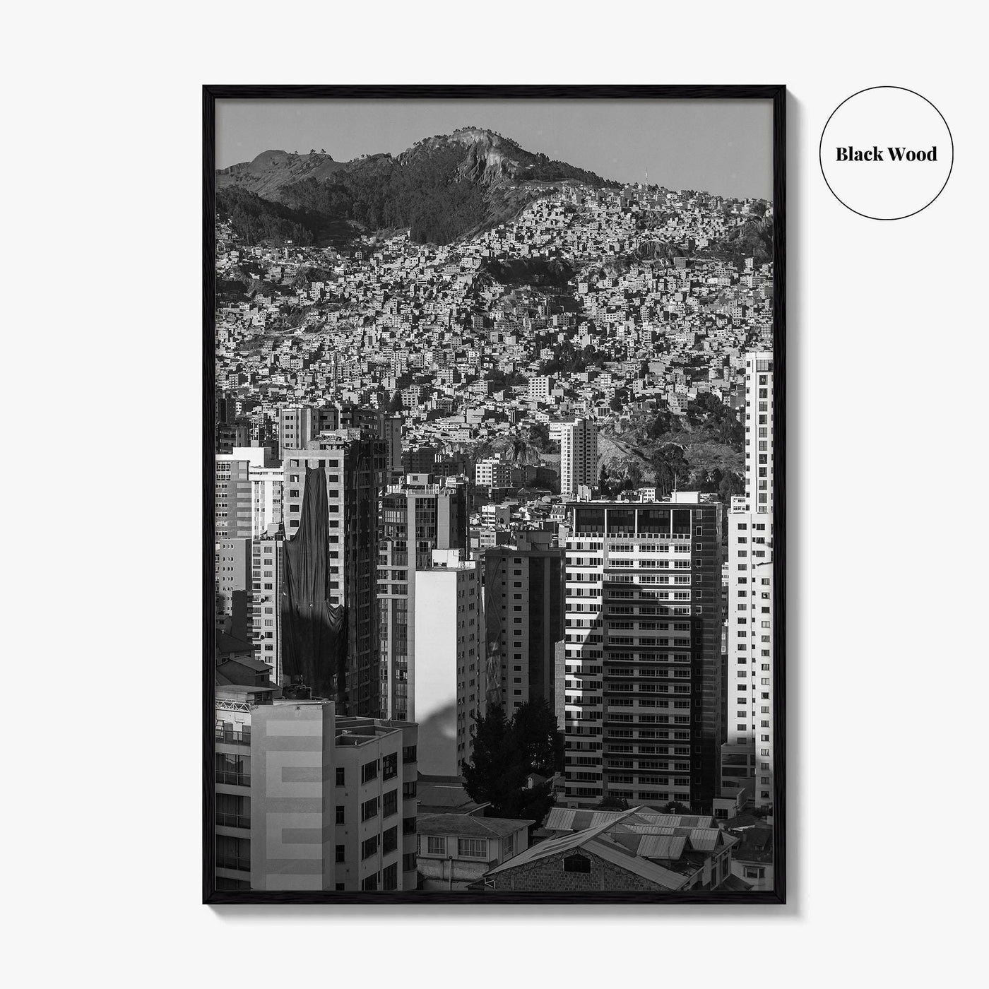La Paz Black and White Fine Art Photo Print, Bolivia Andes Mountains Poster