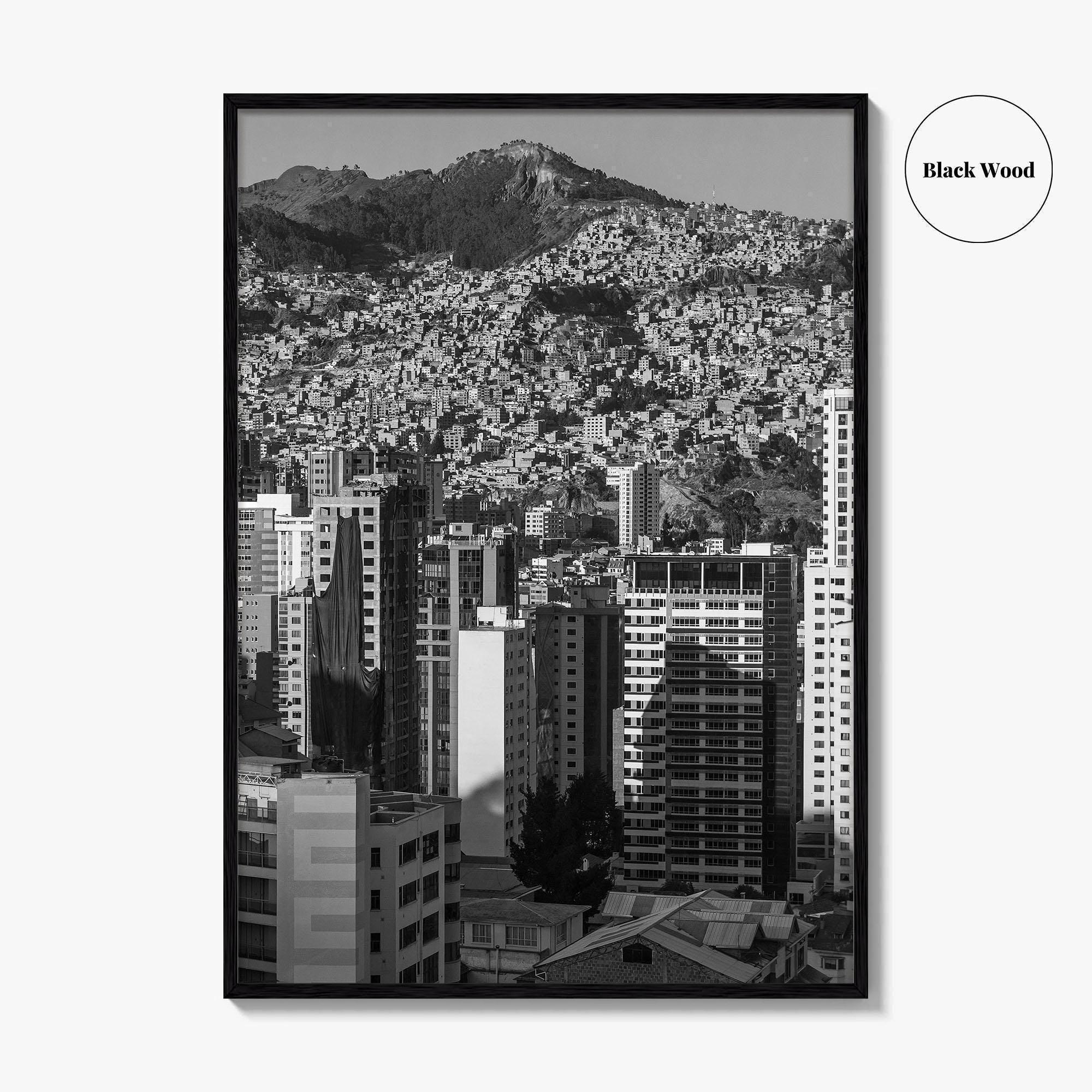 La Paz Black and White Fine Art Photo Print, Bolivia Andes Mountains Poster