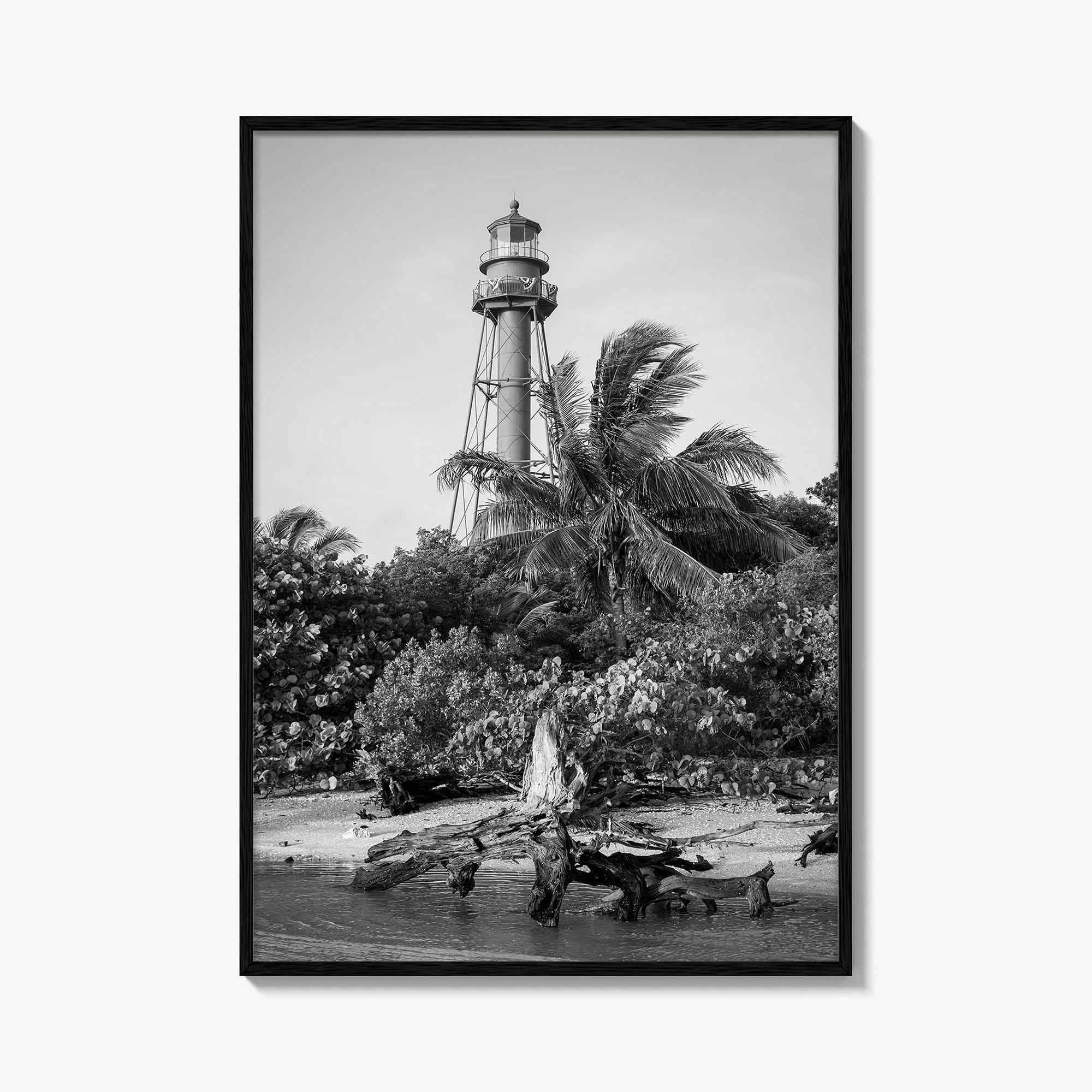 Captiva Black and White Fine Art Photo Print, Sanibel Island Lighthouse, Florida Poster