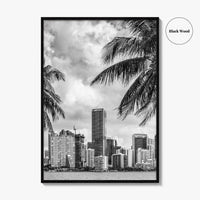 Miami Skyline Black and White Fine Art Photo Print, Florida Downtown Wall Poster, USA