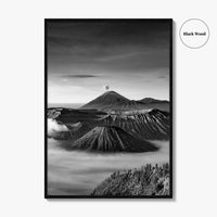 Mount Bromo Black and White Fine Art Photo Print, East Java Volcano Poster