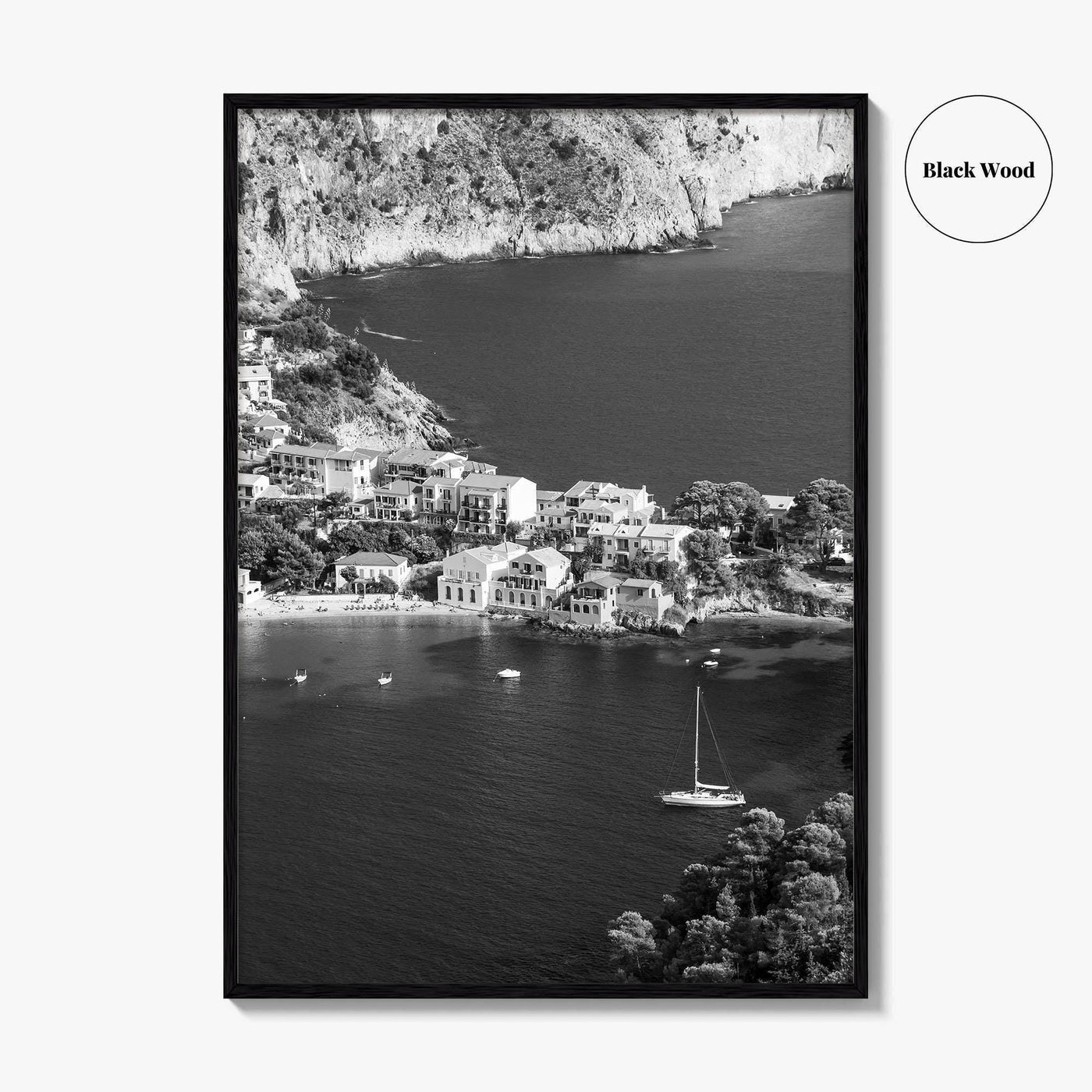 Cephalonia Black and White Fine Art Photo Print, Assos Village Kefalonia Greece Poster