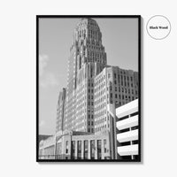 Buffalo Black and White Fine Art Photo Print, City Hall Deco Poster