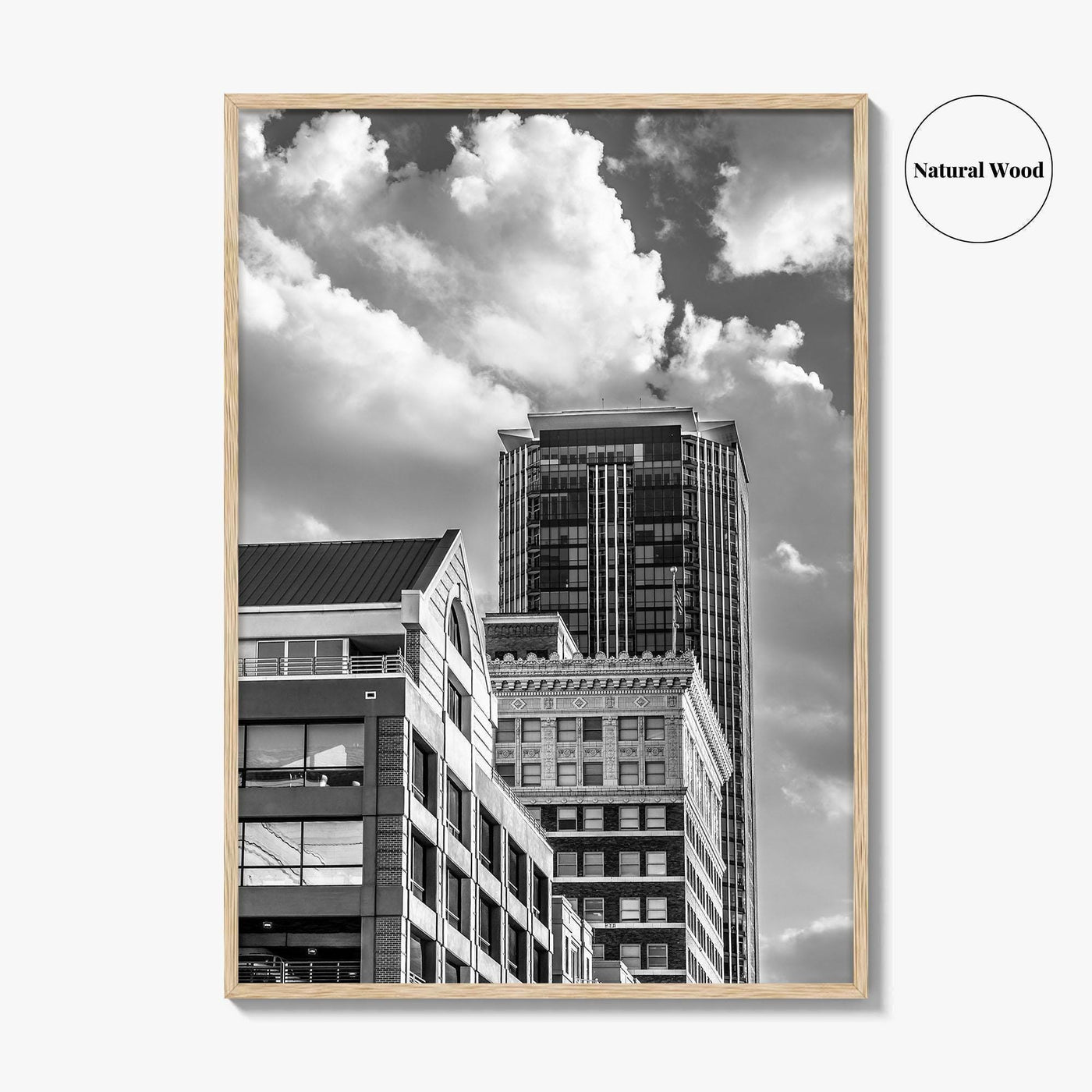 Fort Worth Black and White Fine Art Photo Print, Downtown Texas USA Poster