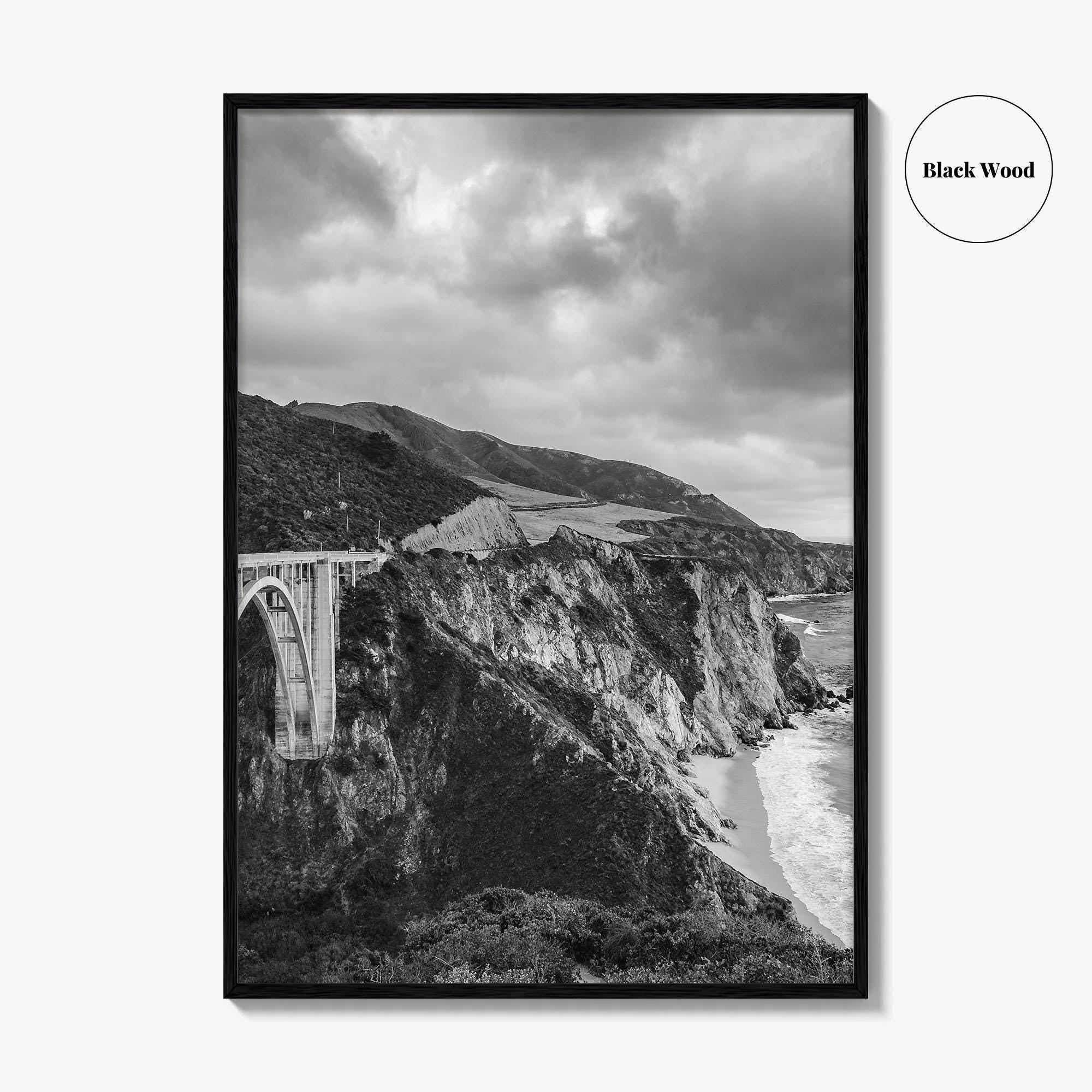 Big Sur Black and White Fine Art Photo Print, Bixby Bridge Poster
