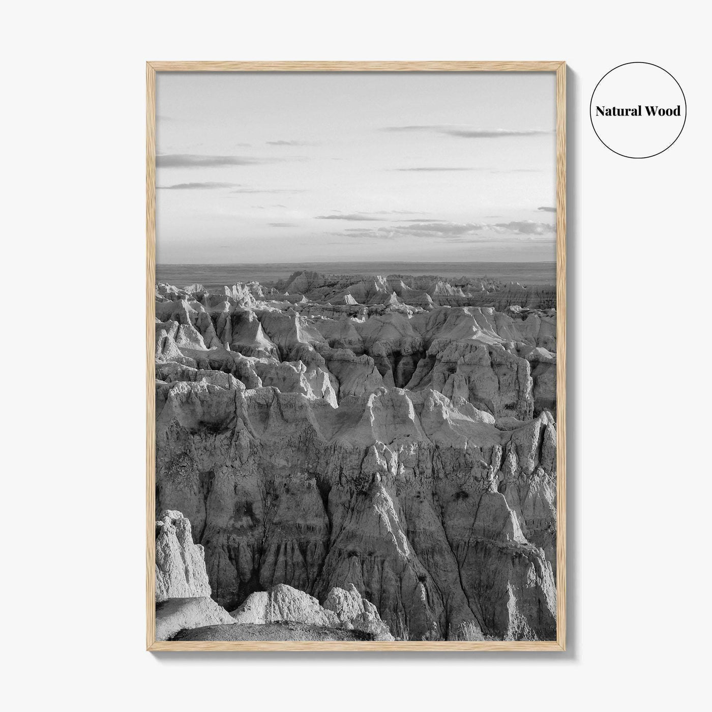 Badlands National Park Black and White Fine Art Photo Print, South Dakota Landscape Poster