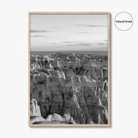 Badlands National Park Black and White Fine Art Photo Print, South Dakota Landscape Poster