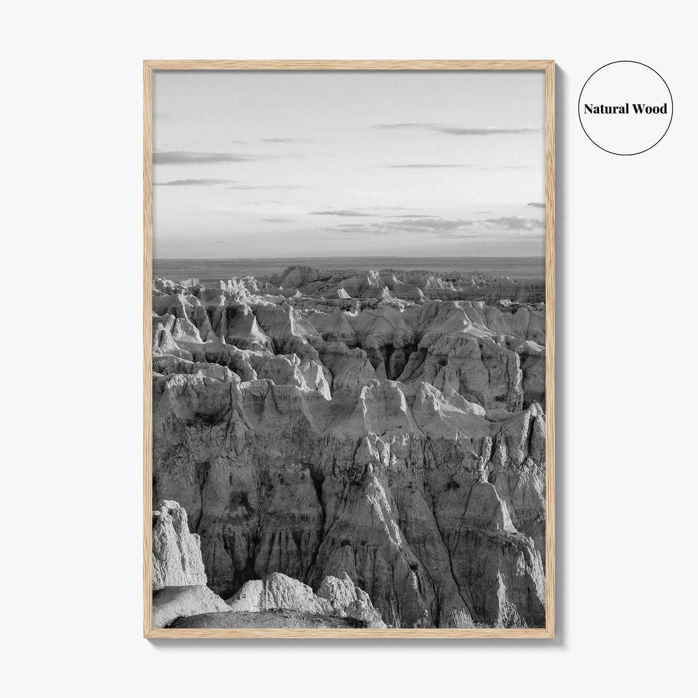 Badlands National Park Black and White Fine Art Photo Print, South Dakota Landscape Poster