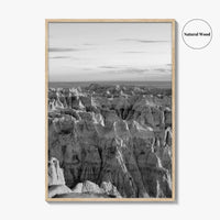 Badlands National Park Black and White Fine Art Photo Print, South Dakota Landscape Poster
