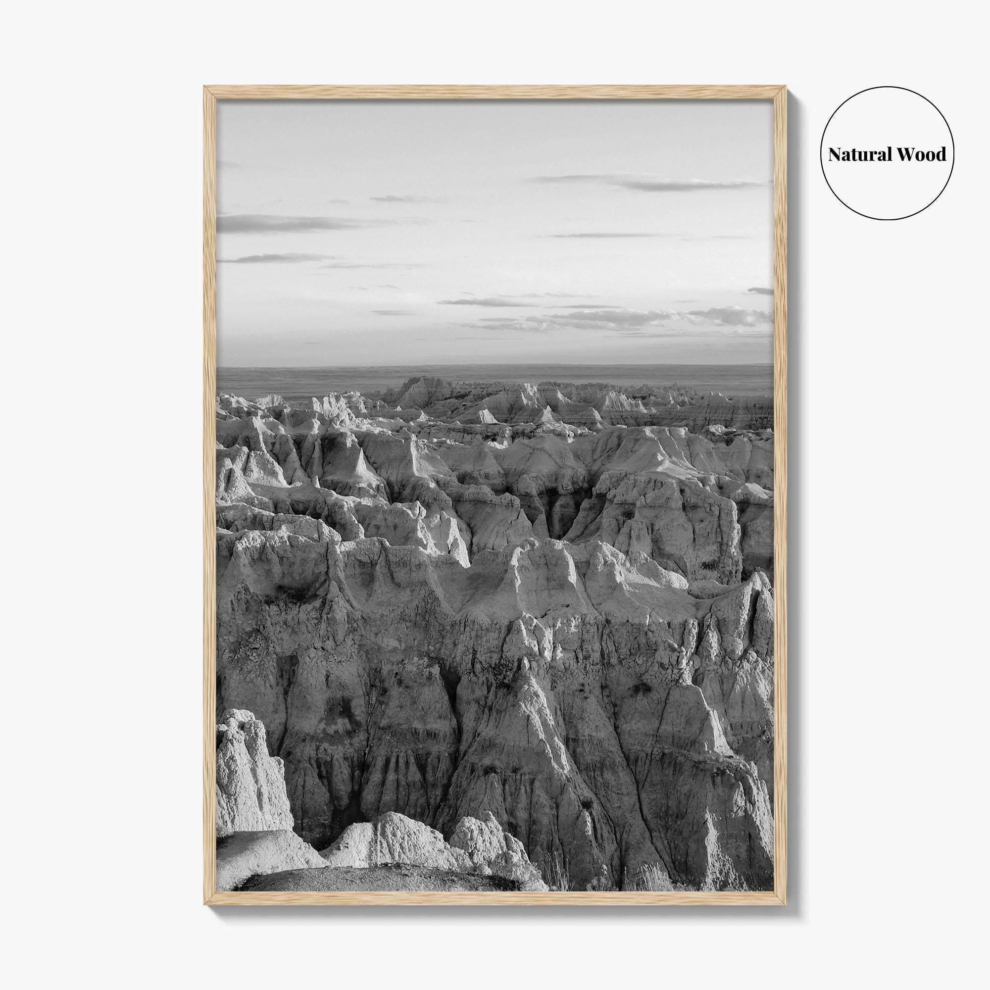 Badlands National Park Black and White Fine Art Photo Print, South Dakota Landscape Poster