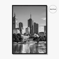 Melbourne Skyline Black and White Fine Art Photo Print, Southbank, Victoria Australia Wall Poster