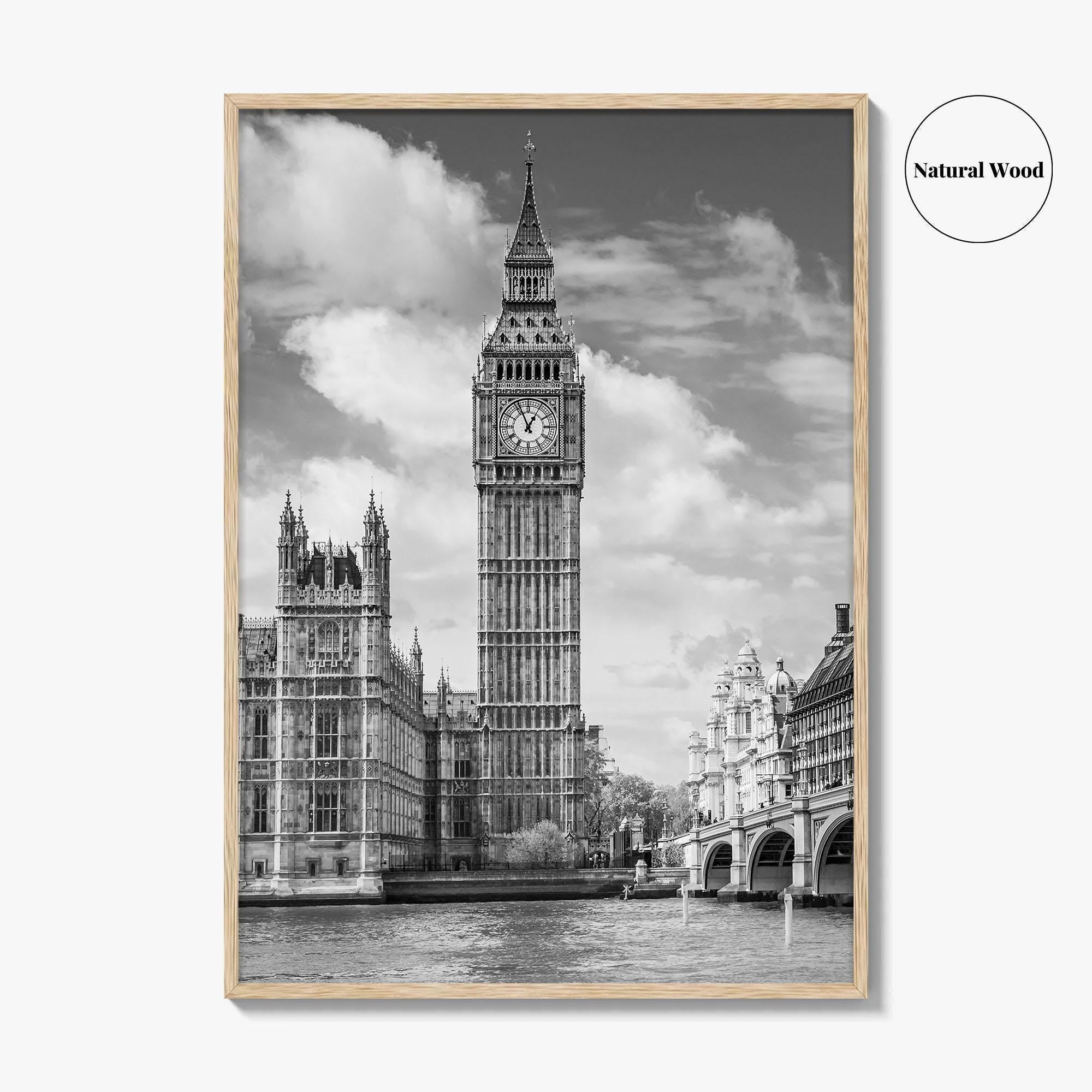 London Black and White Fine Art Photo Print, Big Ben Parliament UK Poster