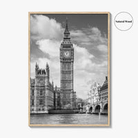 London Black and White Fine Art Photo Print, Big Ben Parliament UK Poster