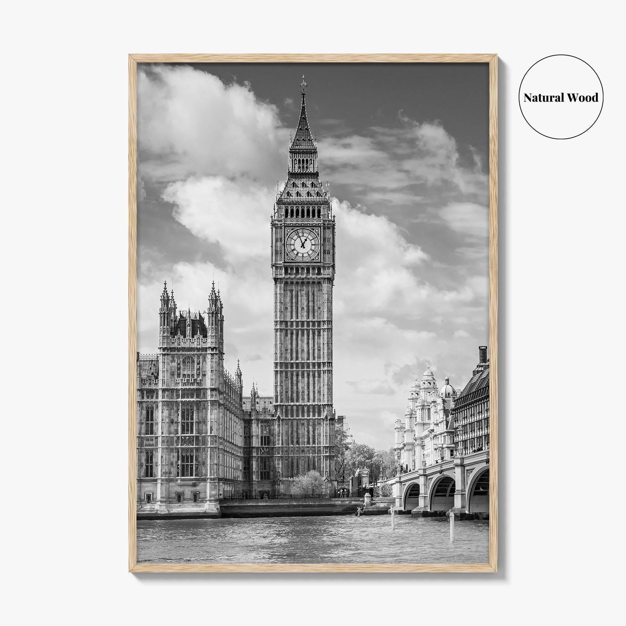 London Black and White Fine Art Photo Print, Big Ben Parliament UK Poster