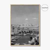 Nassau Black and White Fine Art Photo Print, Bahamas Paradise Island Bridge Boats Poster