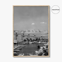 Nassau Black and White Fine Art Photo Print, Bahamas Paradise Island Bridge Boats Poster
