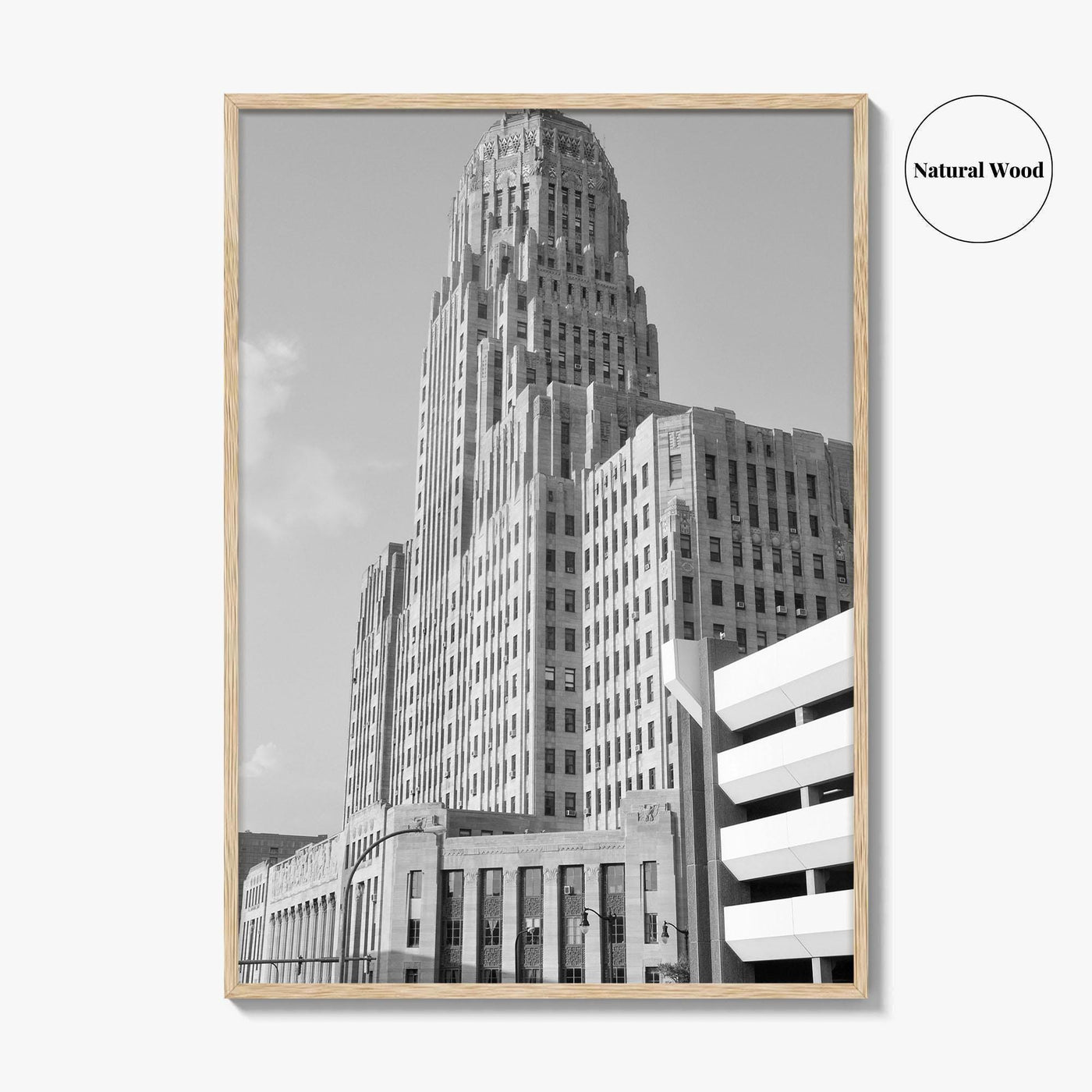 Buffalo Black and White Fine Art Photo Print, City Hall Deco Poster