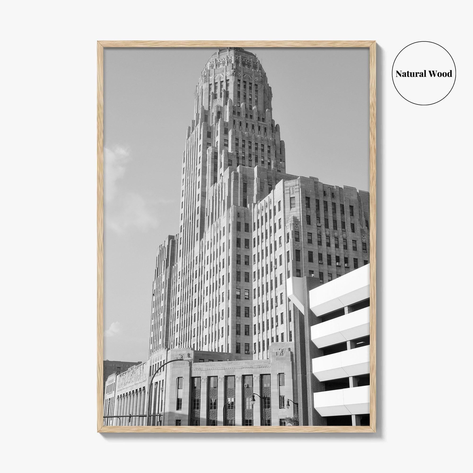 Buffalo Black and White Fine Art Photo Print, City Hall Deco Poster