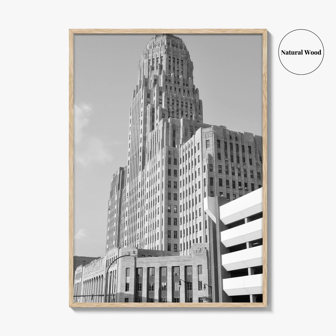 Buffalo Black and White Fine Art Photo Print, City Hall Deco Poster