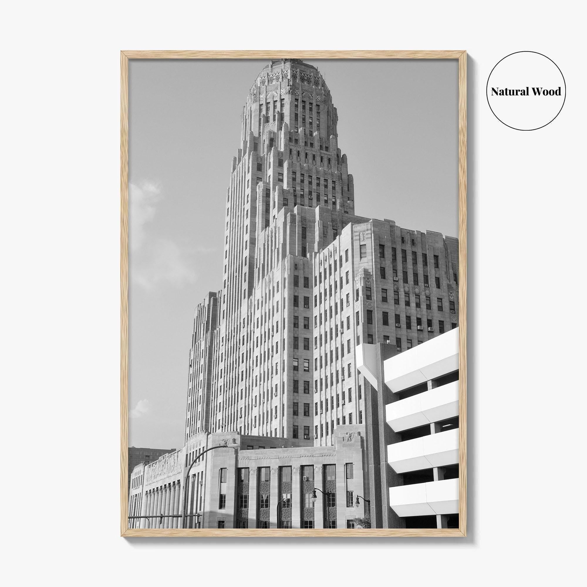Buffalo Black and White Fine Art Photo Print, City Hall Deco Poster