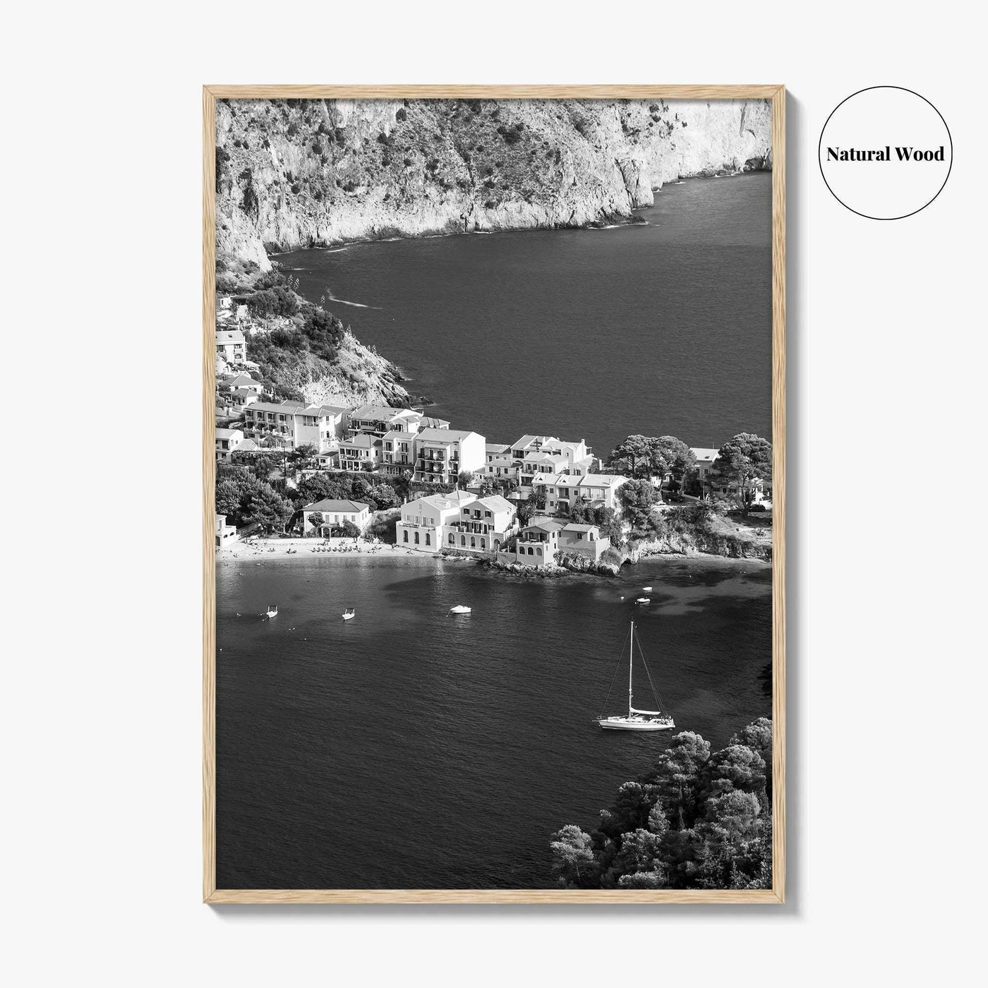Cephalonia Black and White Fine Art Photo Print, Assos Village Kefalonia Greece Poster