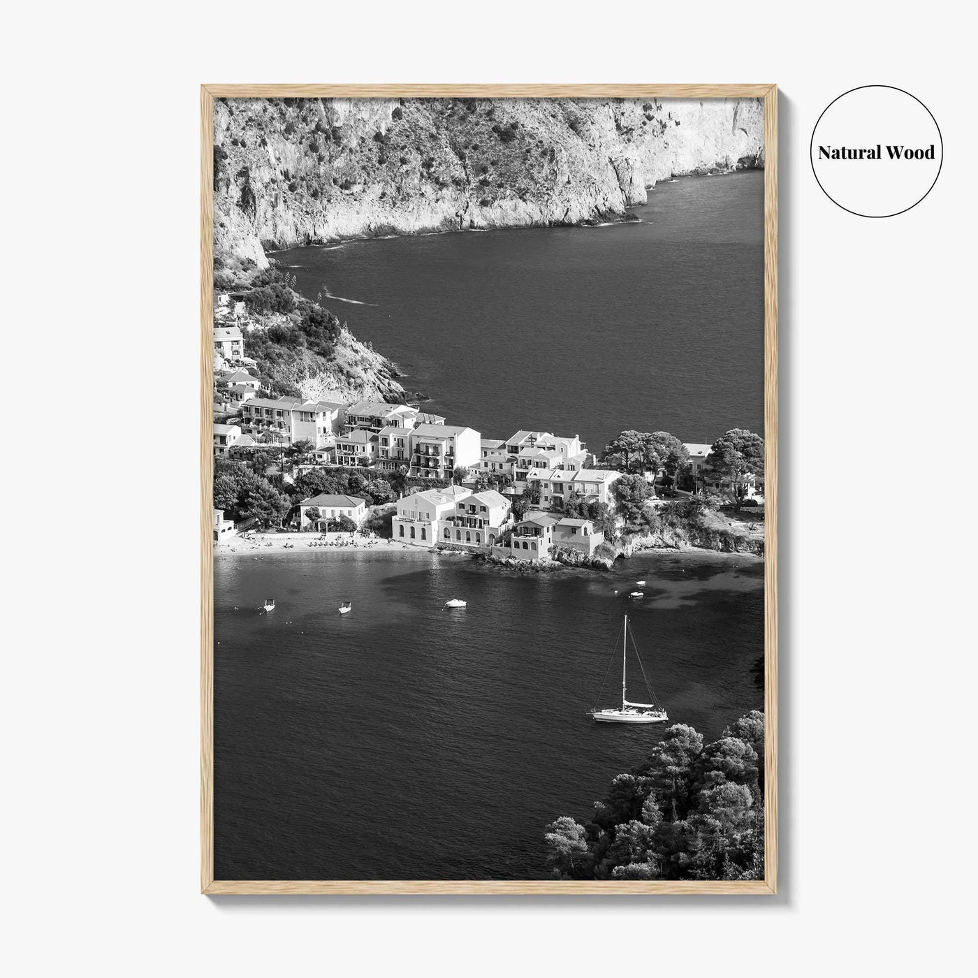 Cephalonia Black and White Fine Art Photo Print, Assos Village Kefalonia Greece Poster