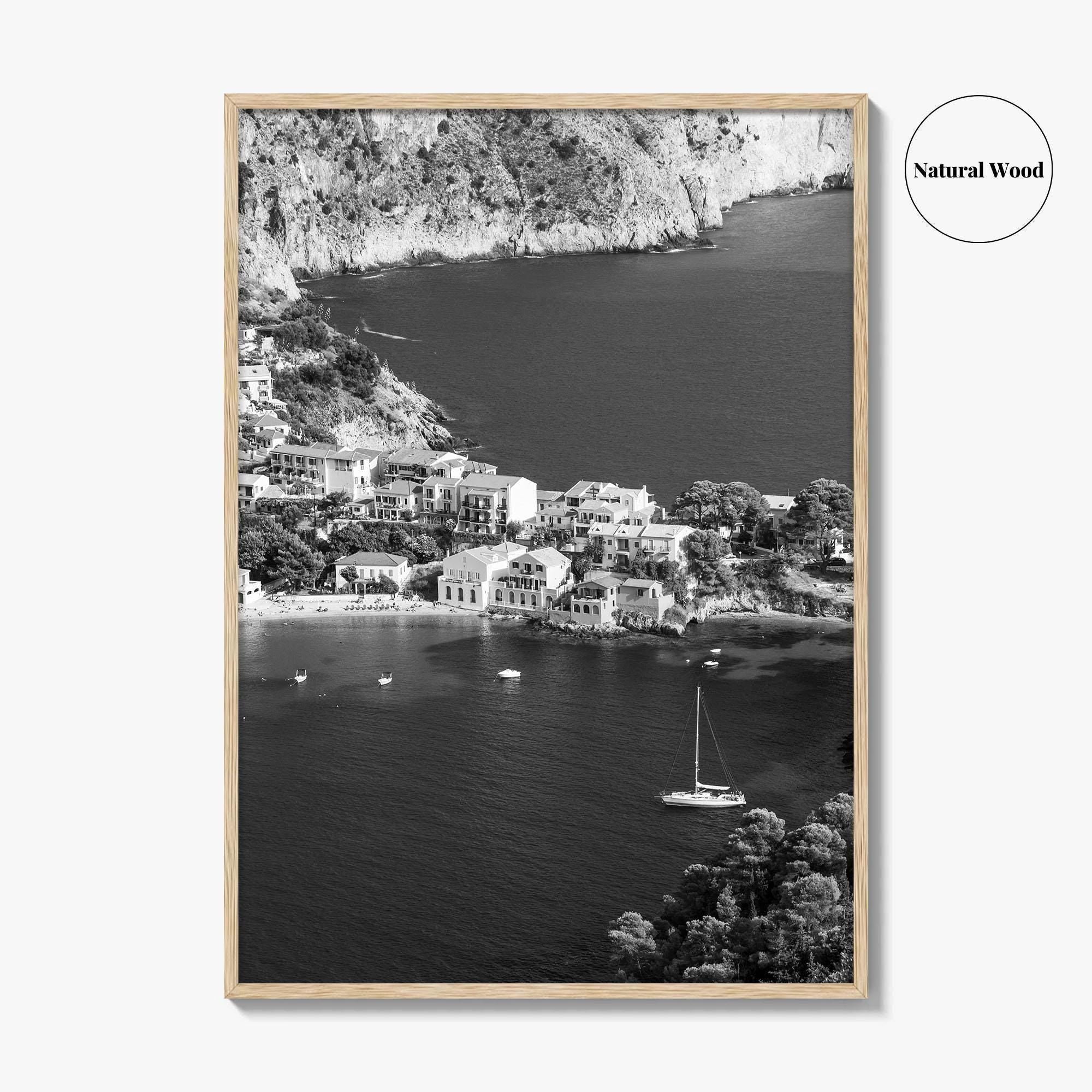 Cephalonia Black and White Fine Art Photo Print, Assos Village Kefalonia Greece Poster