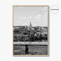 Manchester New Hampshire Skyline Black and White Fine Art Photo Print, Poster, Merrimack River