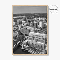 Lansing Skyline Black and White Fine Art Photo Print, Michigan Poster, USA