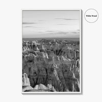 Badlands National Park Black and White Fine Art Photo Print, South Dakota Landscape Poster