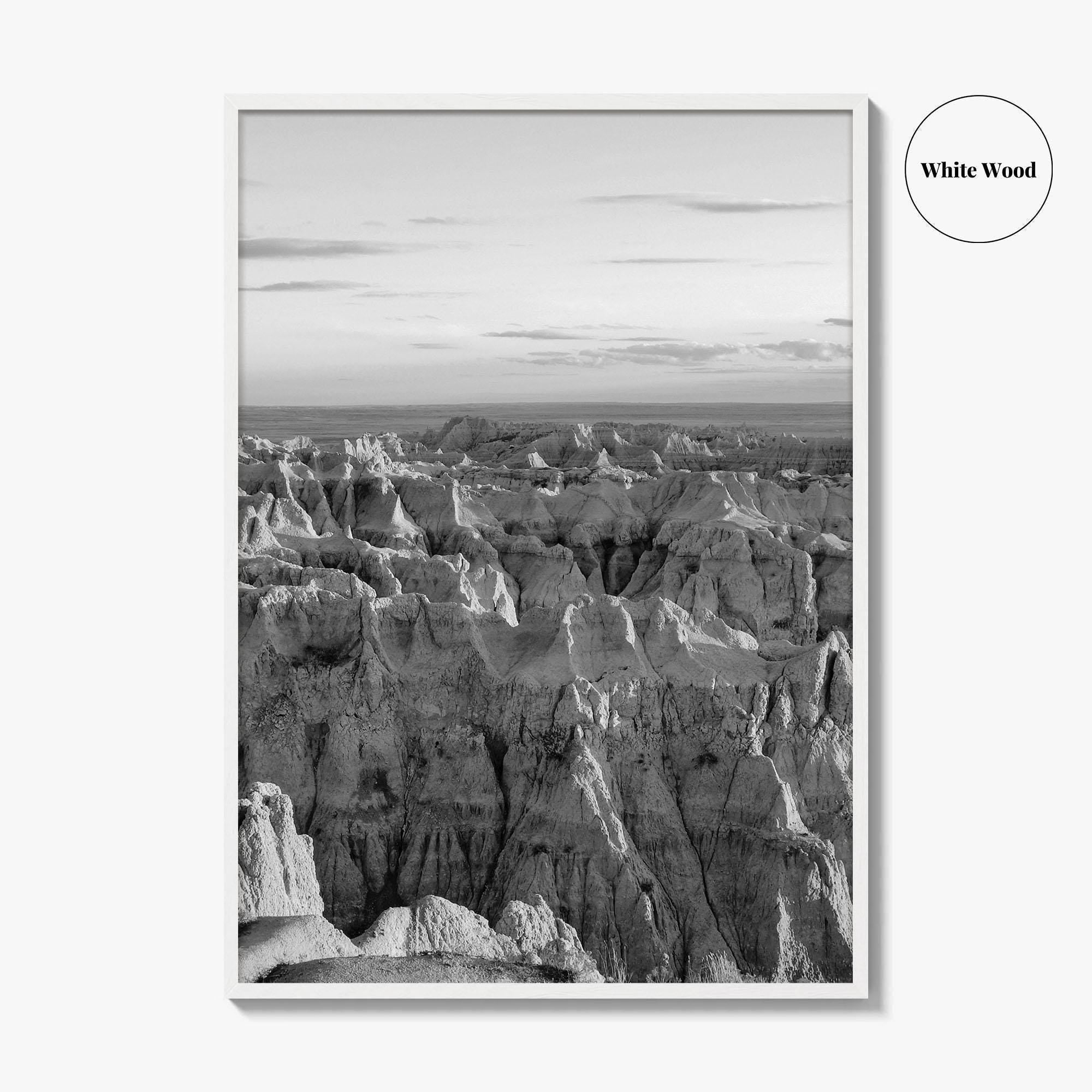 Badlands National Park Black and White Fine Art Photo Print, South Dakota Landscape Poster