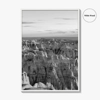 Badlands National Park Black and White Fine Art Photo Print, South Dakota Landscape Poster