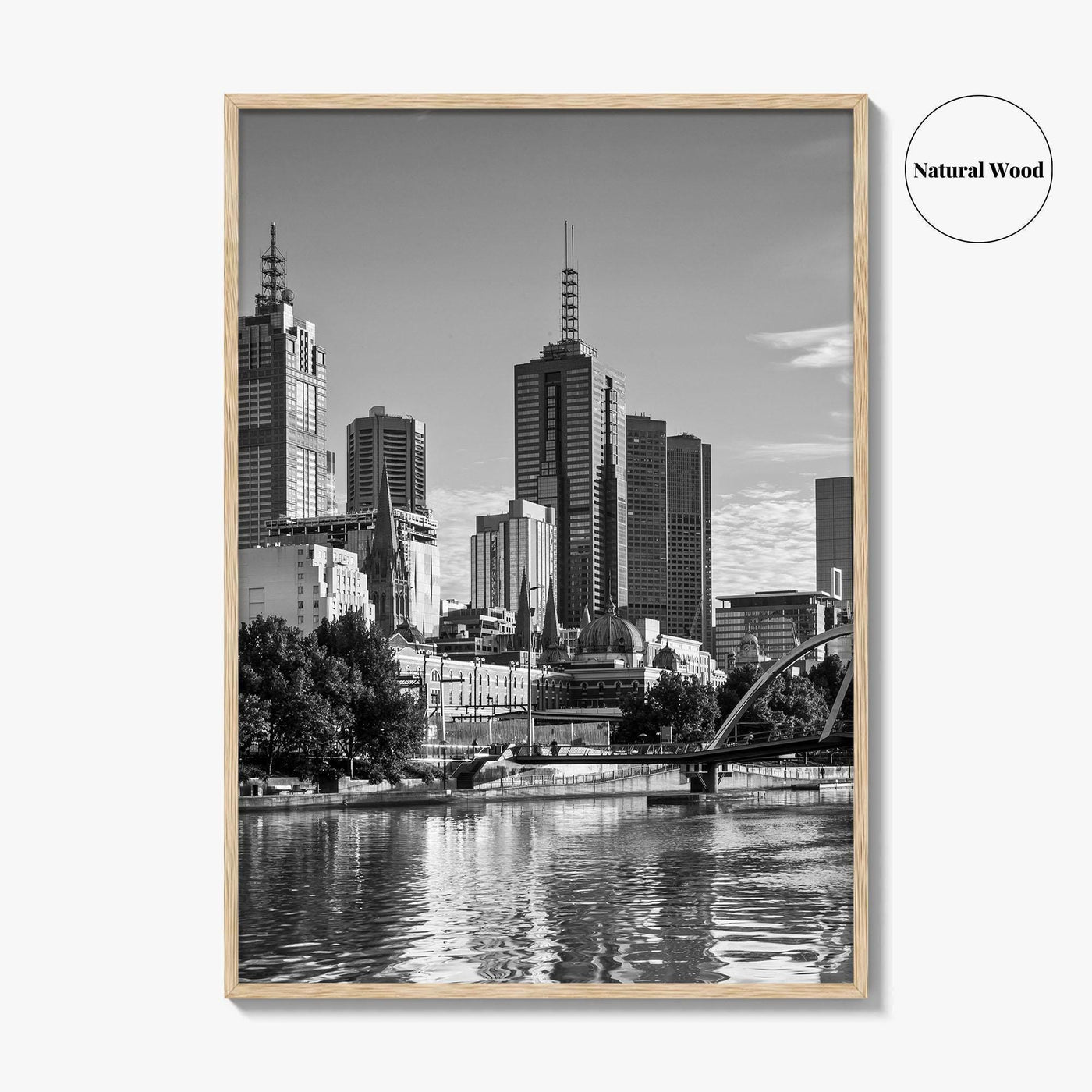 Melbourne Skyline Black and White Fine Art Photo Print, Southbank, Victoria Australia Wall Poster