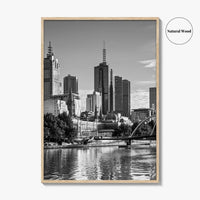 Melbourne Skyline Black and White Fine Art Photo Print, Southbank, Victoria Australia Wall Poster