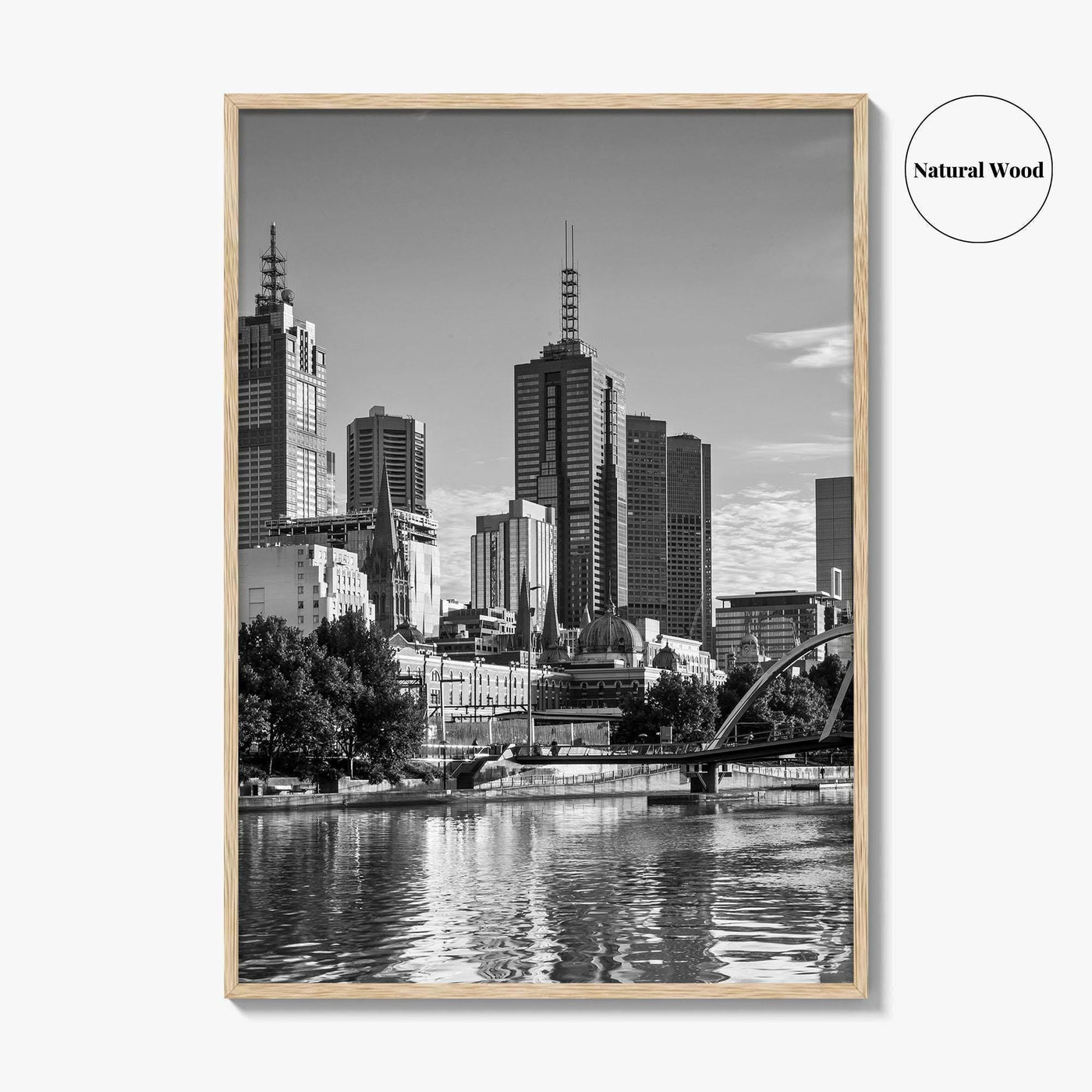 Melbourne Skyline Black and White Fine Art Photo Print, Southbank, Victoria Australia Wall Poster